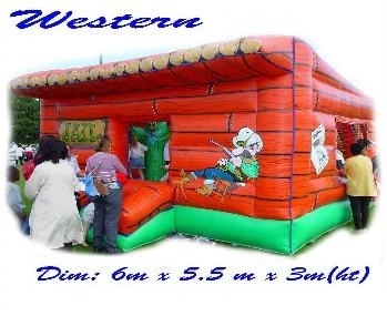 Western (dim. approx. 6 x 5,5 x Ht 4,5 m.) pour enfants de 1 à 12 ans